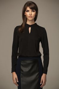 Elegancka bluzka ze stójką MISEBLA czarna 0082