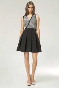 Dwukolorowa sukienka NIFE czarna/wzór s42