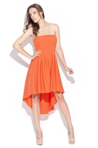 Asymetryczna damska sukienka KATRUS pomarańczowa K031